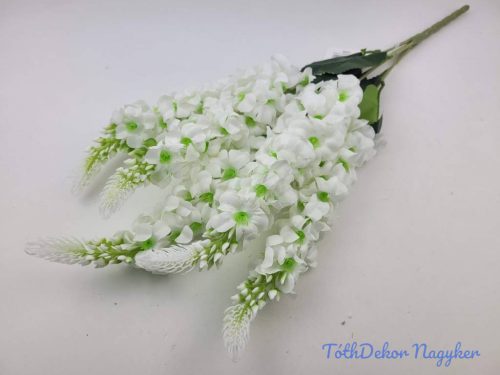 Szarkaláb 5 ágú selyem csokor 57cm - Fehér