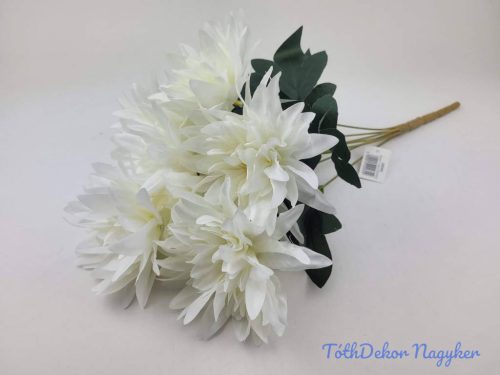 Dália 7 ágú selyem csokor 45cm - Fehér