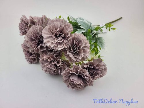 Szegfű 7 ágú 14 fejes selyem csokor 46cm - Pasztel Lila