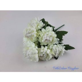 Krizantém 7 ágú selyemvirág csokor 30cm - Krém