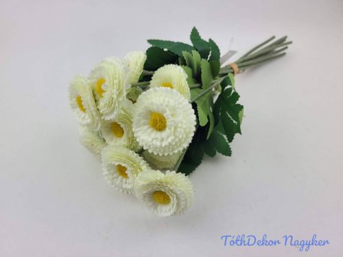 Százszorszép 9 szálas selyemvirág köteg 31cm - Törtfehér
