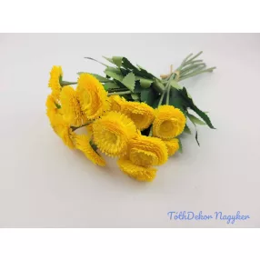Százszorszép 9 szálas selyemvirág köteg 31cm - Sárga