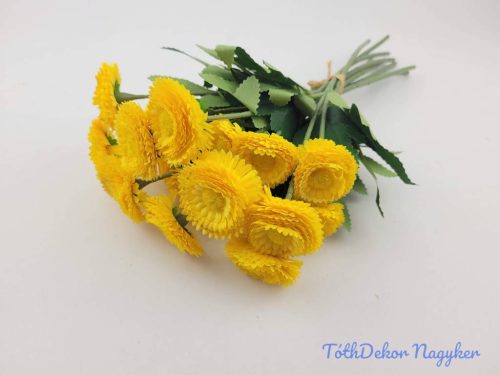 Százszorszép 9 szálas selyemvirág köteg 31cm - Sárga