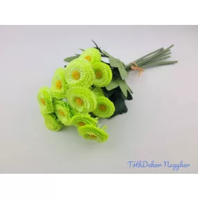 Százszorszép 9 szálas selyemvirág köteg 31cm - Zöld
