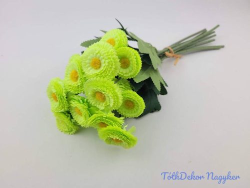 Százszorszép 9 szálas selyemvirág köteg 31cm - Zöld