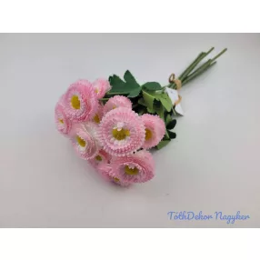   Százszorszép 9 szálas selyemvirág köteg 31cm - Rózsaszín
