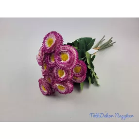 Százszorszép 9 szálas selyemvirág köteg 31cm - Pinkes