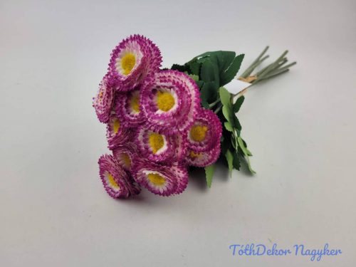Százszorszép 9 szálas selyemvirág köteg 31cm - Pinkes