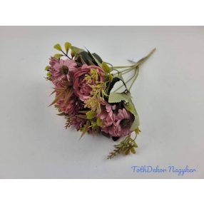   Krizantém-Boglárka 7 ágú selyemvirág csokor 32 cm - Mályva