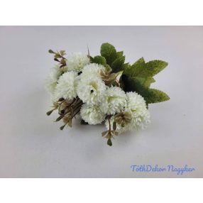 Krizantém 5 ágú selyemvirág csokor 28cm - Krém