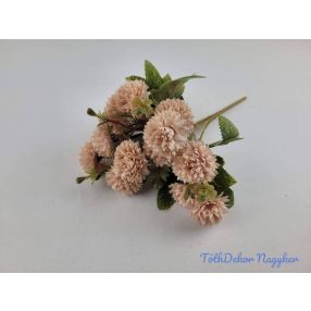 Krizantém 5 ágú selyemvirág csokor 28cm - Púder Barack