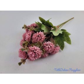   Krizantém 5 ágú selyemvirág csokor 28cm - Fáradt Rózsaszín