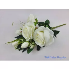 Féloldalas 7 ágú rózsa-rózsabimbó csokor 38cm - Krém