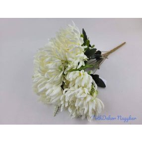 Krizantém 7 ágú selyemvirág csokor 44cm - Krém