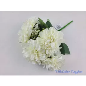 Dália 5 fejes selyemvirág csokor 29cm - Törtfehér