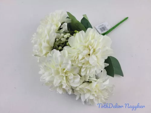 Dália 5 fejes selyemvirág csokor 29cm - Törtfehér