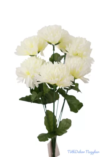 Krizantém 7 ágú selyemvirág csokor 35cm D6,5cm - Krém