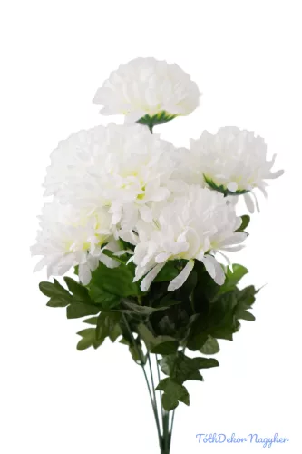 Krizantém 7 ágú selyemvirág csokor 46cm D10cm - Krém