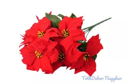 Bársonyos mikulásvirág csokor 49cm - Piros