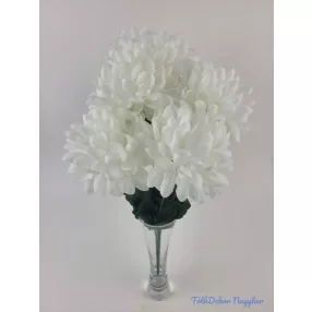 Krizantém 5 ágú selyemvirág csokor 38cm - Fehér