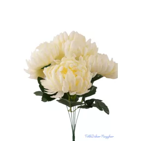 Krizantém 5 ágú selyemvirág csokor 45cm D13,5cm - Krém