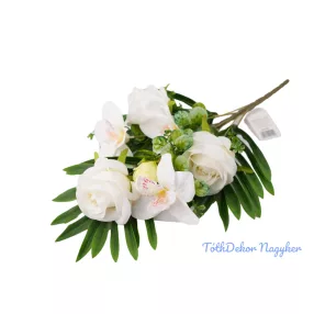 Rózsa-Orchidea 10 ágú féloldalas csokor 56 cm - Fehér