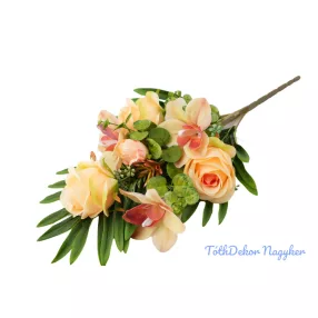 Rózsa-Orchidea 10 ágú féloldalas csokor 56 cm - Krém