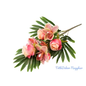   Rózsa-Orchidea 10 ágú féloldalas csokor 56 cm - Rózsaszín