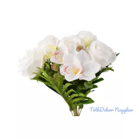 Rózsa-Orchidea 18 ágú csokor 45 cm - Fehér