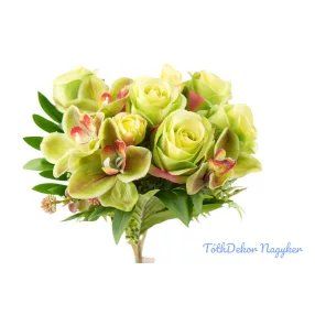 Rózsa-Orchidea 18 ágú csokor 45 cm - Zöld