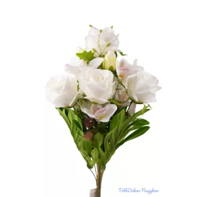 Rózsa-Orchidea 18 ágú csokor 56 cm - Fehér
