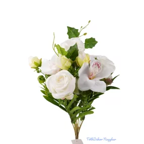 Rózsa-Orchidea 13 ágú csokor 47 cm - Fehér