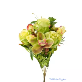 Rózsa-Orchidea 13 ágú csokor 47 cm - Zöld