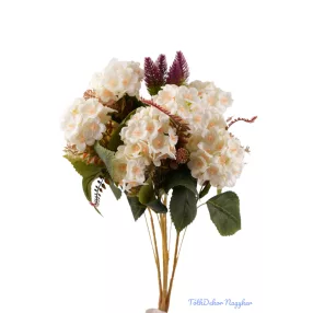Hortenzia 15 ágú bogáncsos csokor 58 cm - Krém