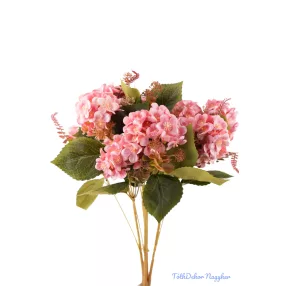 Hortenzia 15 ágú bogáncsos csokor 58 cm - Rózsaszín