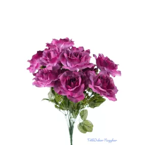 Rózsa selyemvirág csokor 46cm - Lila