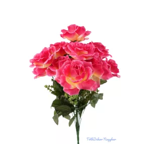 Rózsa selyemvirág csokor 46cm - Pink