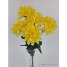 Krizantém 5 ágú selyemvirág csokor 37cm - Sárga