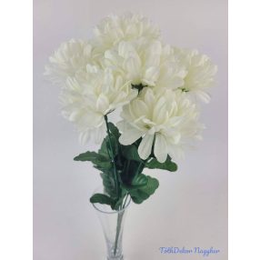 Krizantém 7 ágú selyemvirág csokor 40cm - Krém