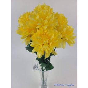 Krizantém 7 ágú selyemvirág csokor 40cm - Sárga