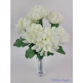 Krizantém 7 ágú selyem csokor 36cm - Krém