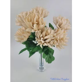 Krizantém 7 ágú selyem csokor 36cm - Púder
