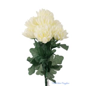 Krizantém 9 ágú selyemvirág csokor 42cm - Krém