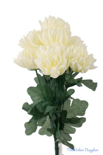 Krizantém 9 ágú selyemvirág csokor 42cm - Krém