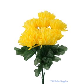 Krizantém 9 ágú selyemvirág csokor 42cm - Sárga