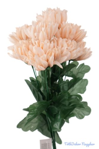 Krizantém 9 ágú selyemvirág csokor 42cm - Púder