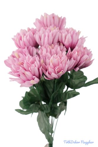 Krizantém 9 ágú selyemvirág csokor 42cm - Lilás Rózsaszín