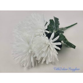 Tűszirmú krizantém 5 ágú selyem csokor 45cm - Fehér