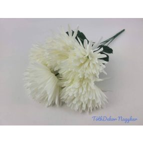 Tűszirmú krizantém 5 ágú selyem csokor 45cm - Krém