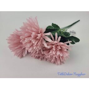   Tűszirmú krizantém 5 ágú selyem csokor 45cm - Fáradt Rózsaszín